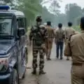 Security officials conducting a high-profile law enforcement operation near the India-Nepal border representative image.