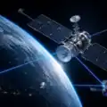Advanced space communication satellite connecting multiple spacecraft through a next-generation orbital network.