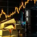 Gold bars and crude oil barrel representing rising commodity market prices amid global economic uncertainty.