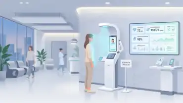AI-powered smart clinic kiosk for automated patient check-in and triage in 2026.