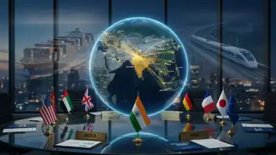 A professional map of the IMEC corridor connecting India, Middle East, and Europe.