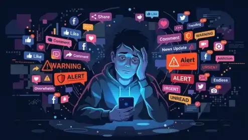 Digital burnout and social media anxiety caused by notification overload and doomscrolling - Akhand News Guide.