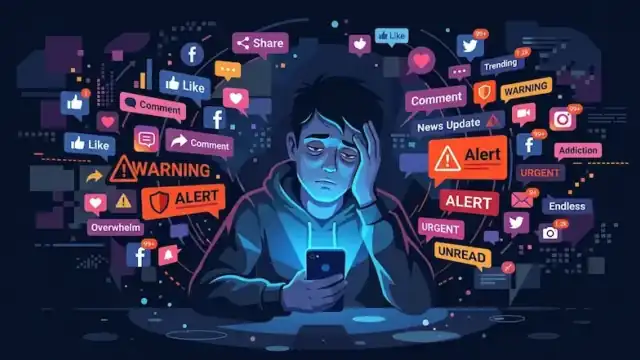 Digital burnout and social media anxiety caused by notification overload and doomscrolling - Akhand News Guide.