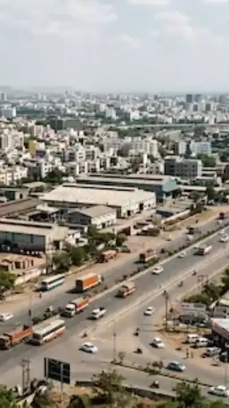 Modern skyline and industrial development in Chhatrapati Sambhajinagar showcasing factories, highways, and urban infrastructure growth in Maharashtra.
