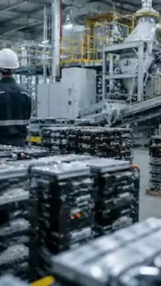 Modern battery recycling facility representing India's growing critical minerals and clean energy industry.