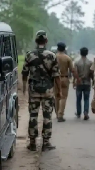 Security officials conducting a high-profile law enforcement operation near the India-Nepal border representative image.