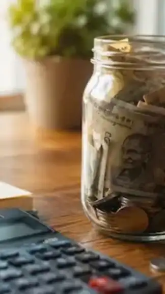 A savings jar filled with money symbolizing consistent daily saving and long-term wealth building.
