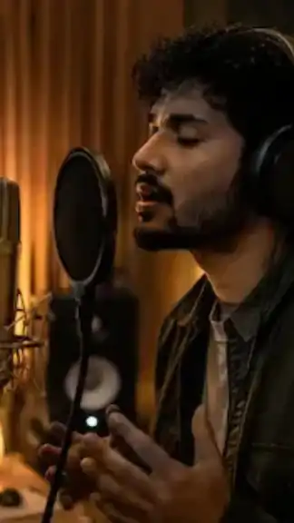 Independent musician recording music in a modern home studio environment representative image.