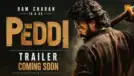 Ram Charan Peddi movie poster 2026 with intense action look and trailer announcement