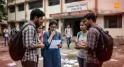 Indian students outside exam center holding admit cards, concerned after NEET UG 2026 cancellation news