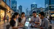 Indian professionals and entrepreneurs using digital technology, online payments, and modern business tools in a rapidly growing digital economy.