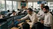 Indian retail investors tracking IPO performance and stock market listings on digital trading platforms.