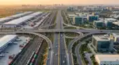 Modern transportation infrastructure including highways, railways and logistics networks supporting economic growth in India representative image.