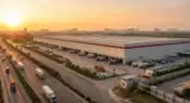 Modern logistics warehouse and distribution hub supporting India's growing supply chain and business infrastructure.