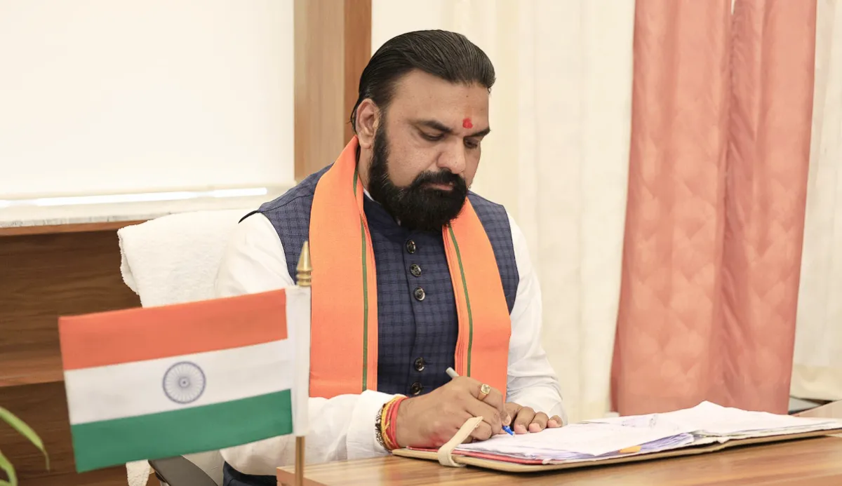 Samrat Choudhary taking oath as the Chief Minister of Bihar at Lok Bhawan, Patna on April 15, 2026. Image Credit: @officecmbihar