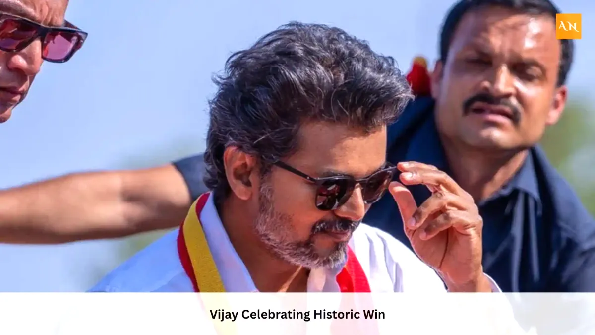 Vijay Celebrating historic win election 2026. Image Source: Social Media / TVK