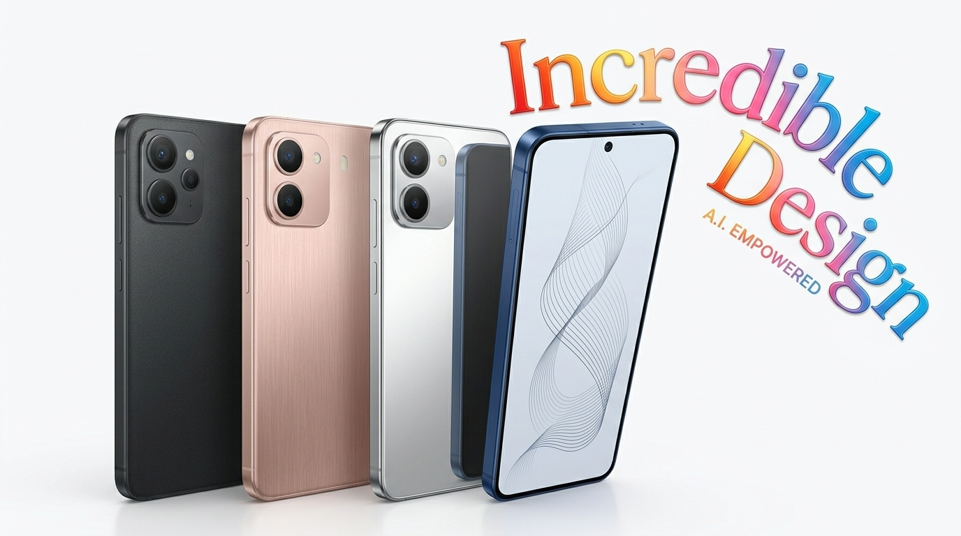 Collage of upcoming smartphones with futuristic designs and AI features