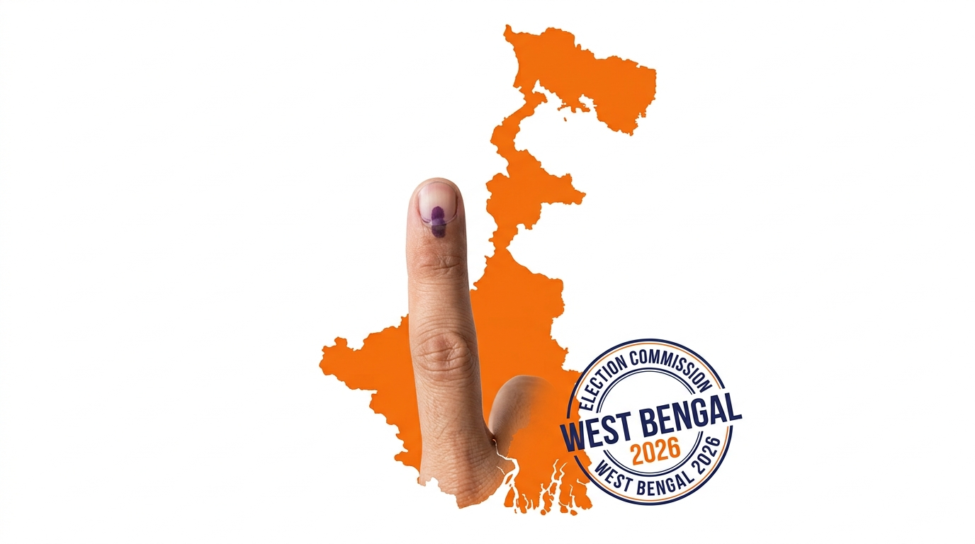 Voters standing in a long queue with voter ID cards in their hands at a polling booth.