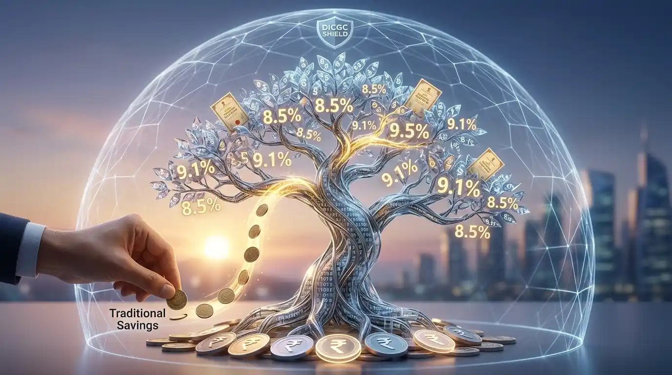 A professional comparison chart of FD rates across major Indian banks in 2026.