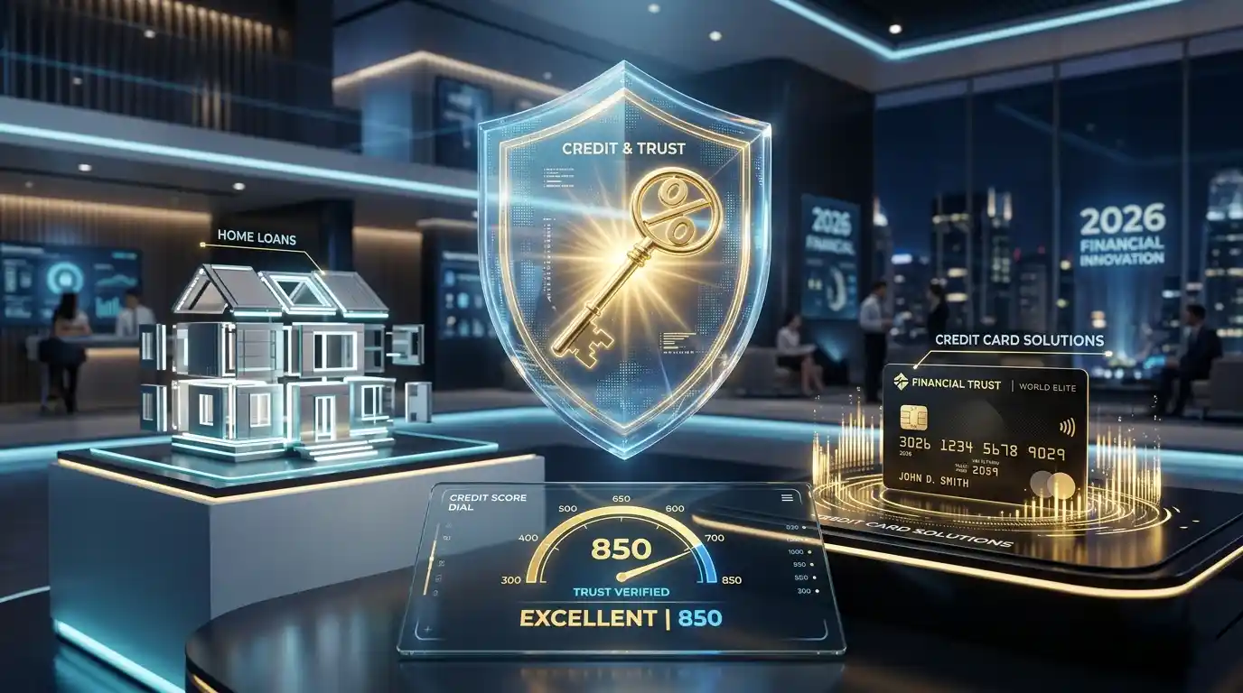 A professional digital interface showing a 'Loan Approved' checkmark with an AI processing icon. Representative Image