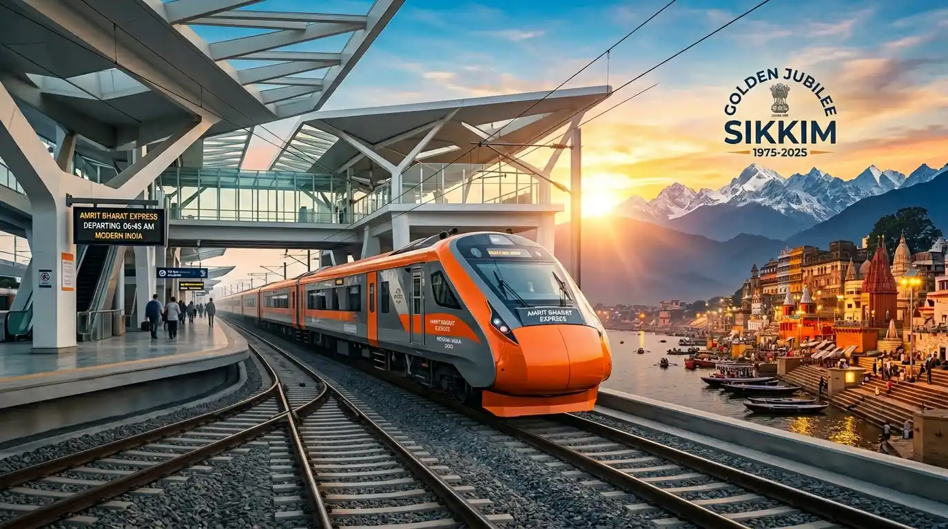 The new Amrit Bharat Express train at Varanasi station.