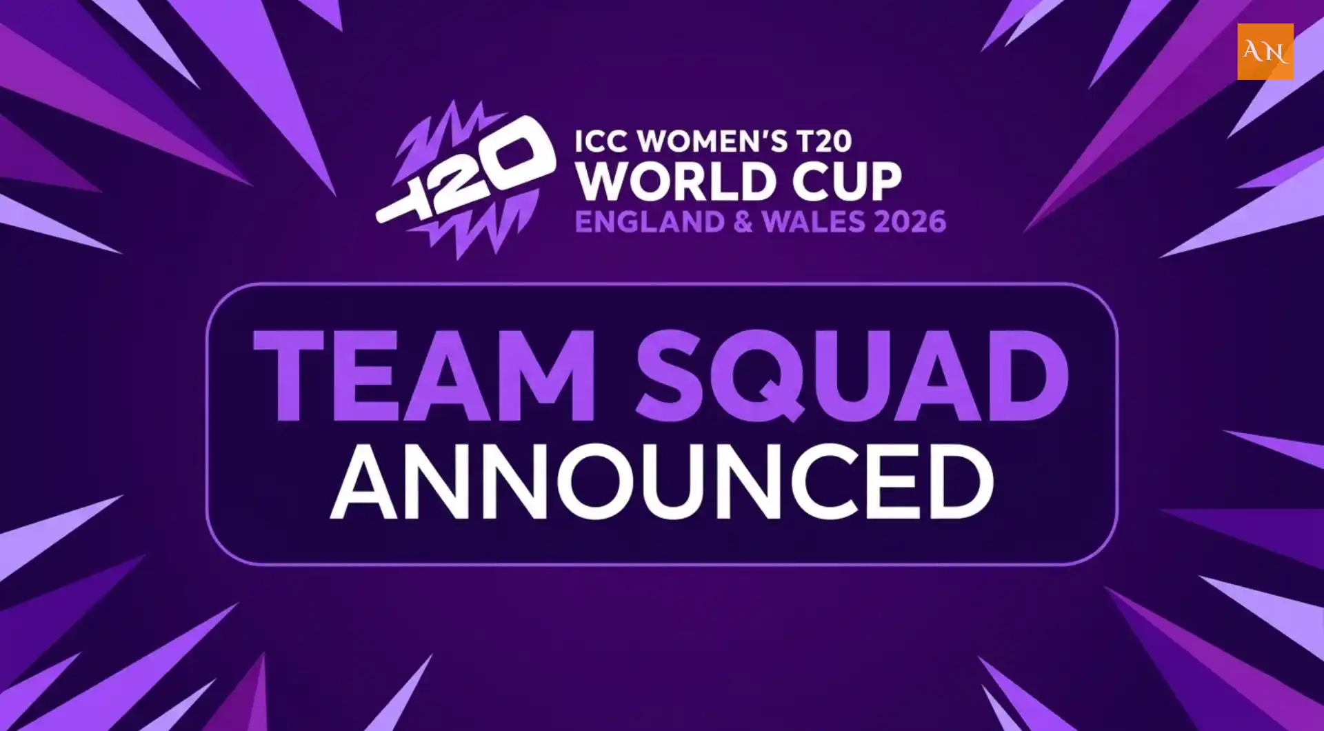 Professional violet and purple abstract background for sports news announcement, featuring geometric shapes and light streaks.