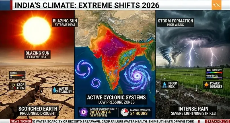 Pre-monsoon cyclonic circulation map and thunderstorm safety guide India 2026 - Akhand News.