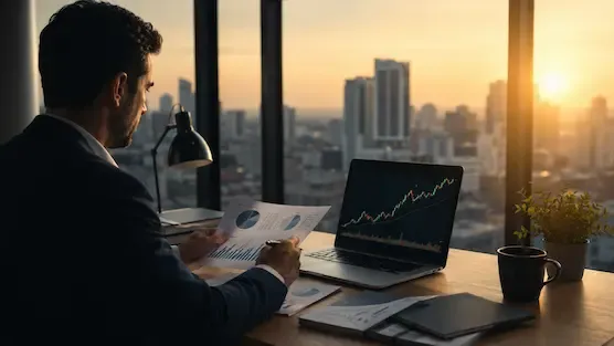 Financial planning workspace illustrating long-term investment growth and wealth building strategy.